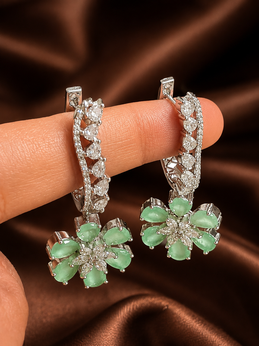 Mint Blossom Hoops
