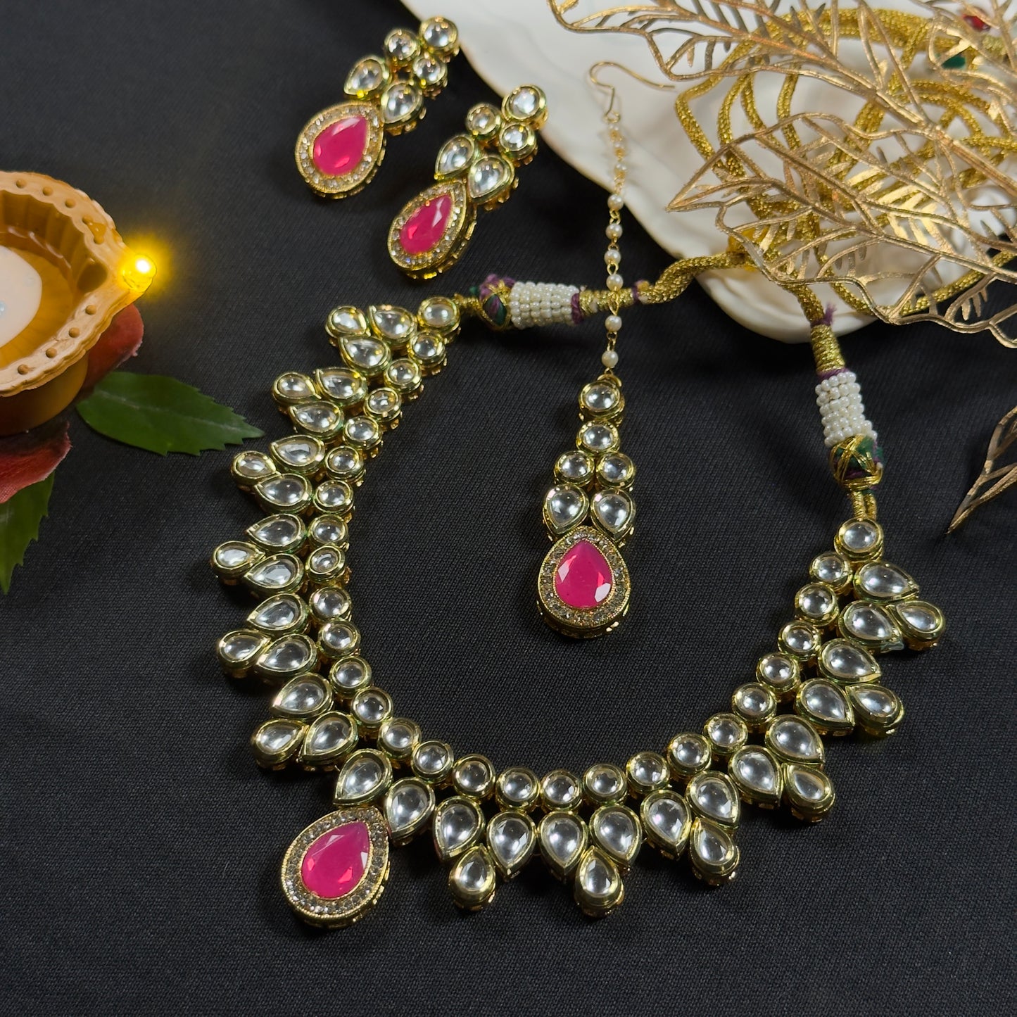 Hot Pink Kundan Choker Set