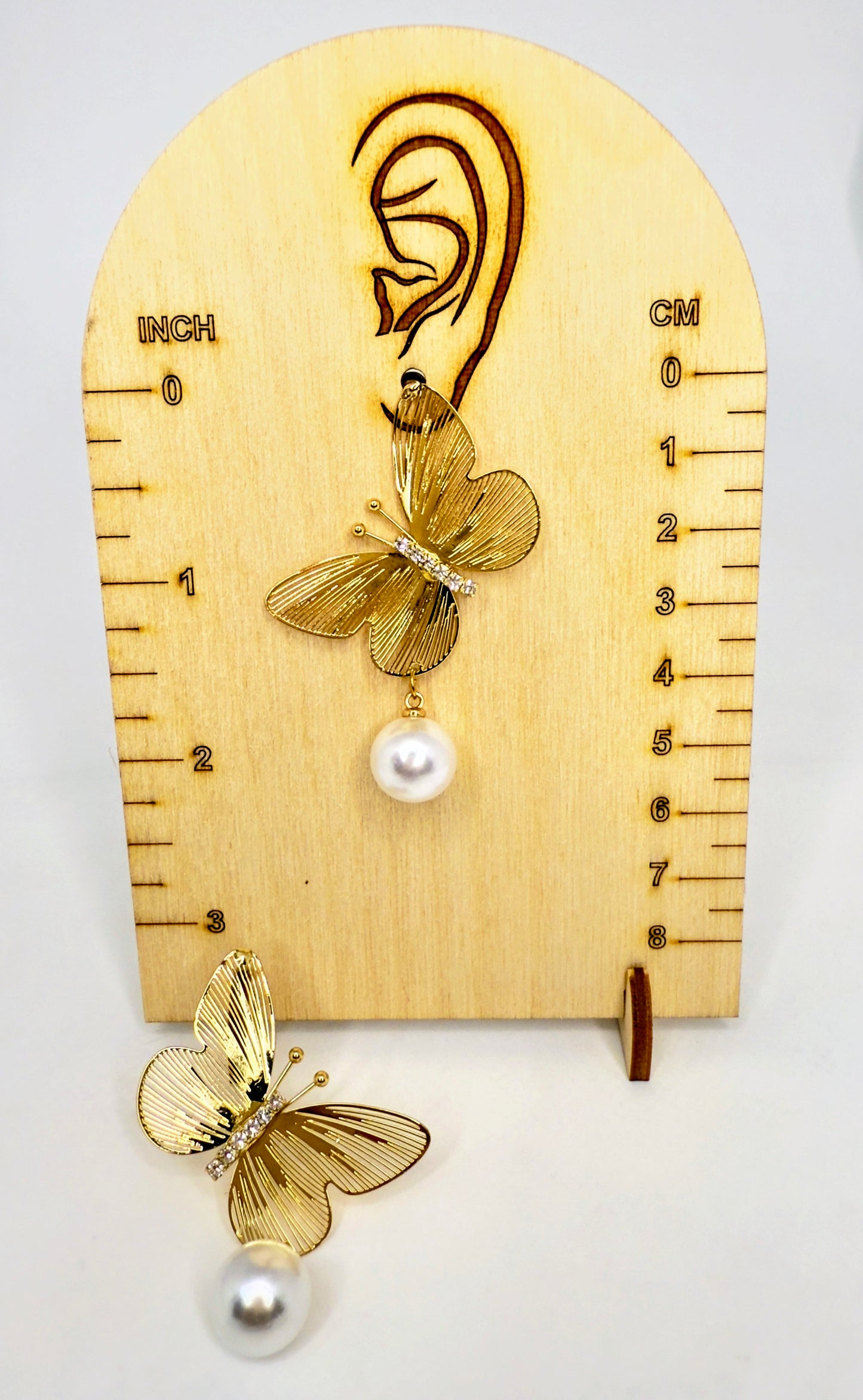 Blingy Pearl Butterfly Earrings