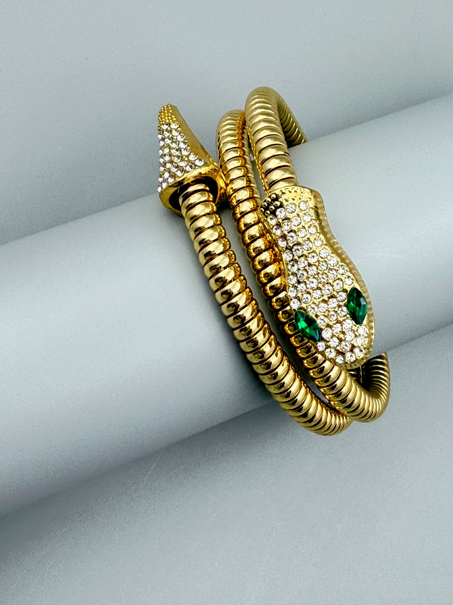 Green eyed Serpentine Wrap Bracelet