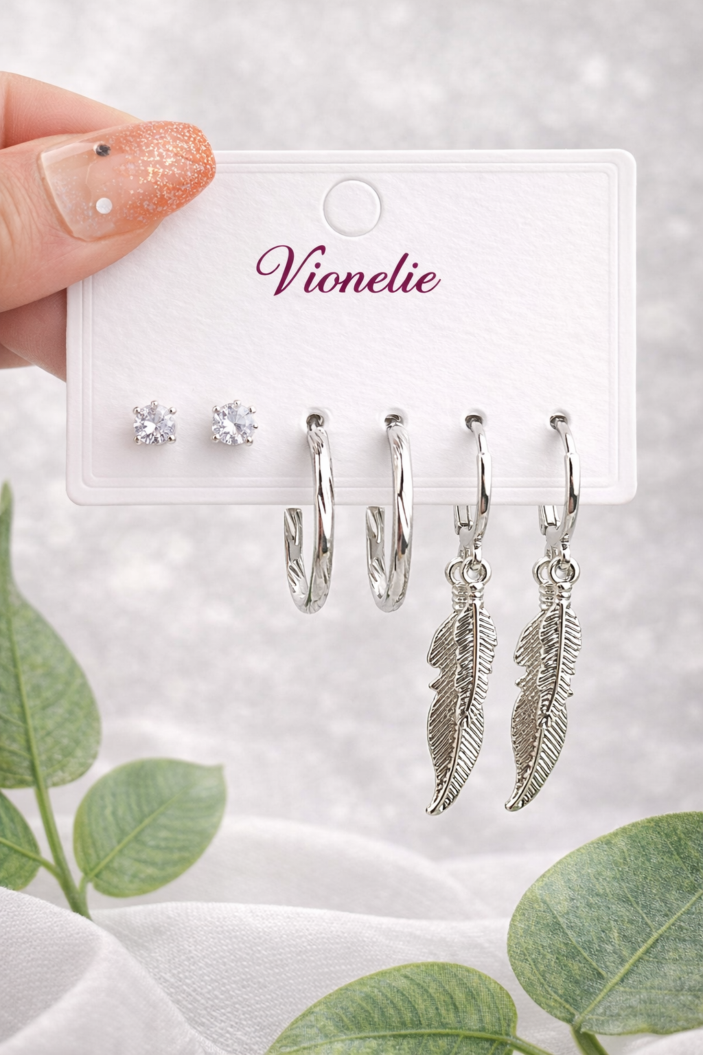Silver Feather Glow Set