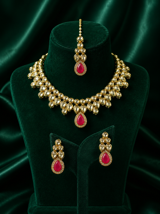 Hot Pink Kundan Choker Set