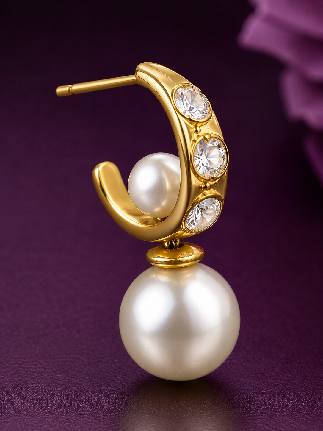Aveline Pearl Hoops