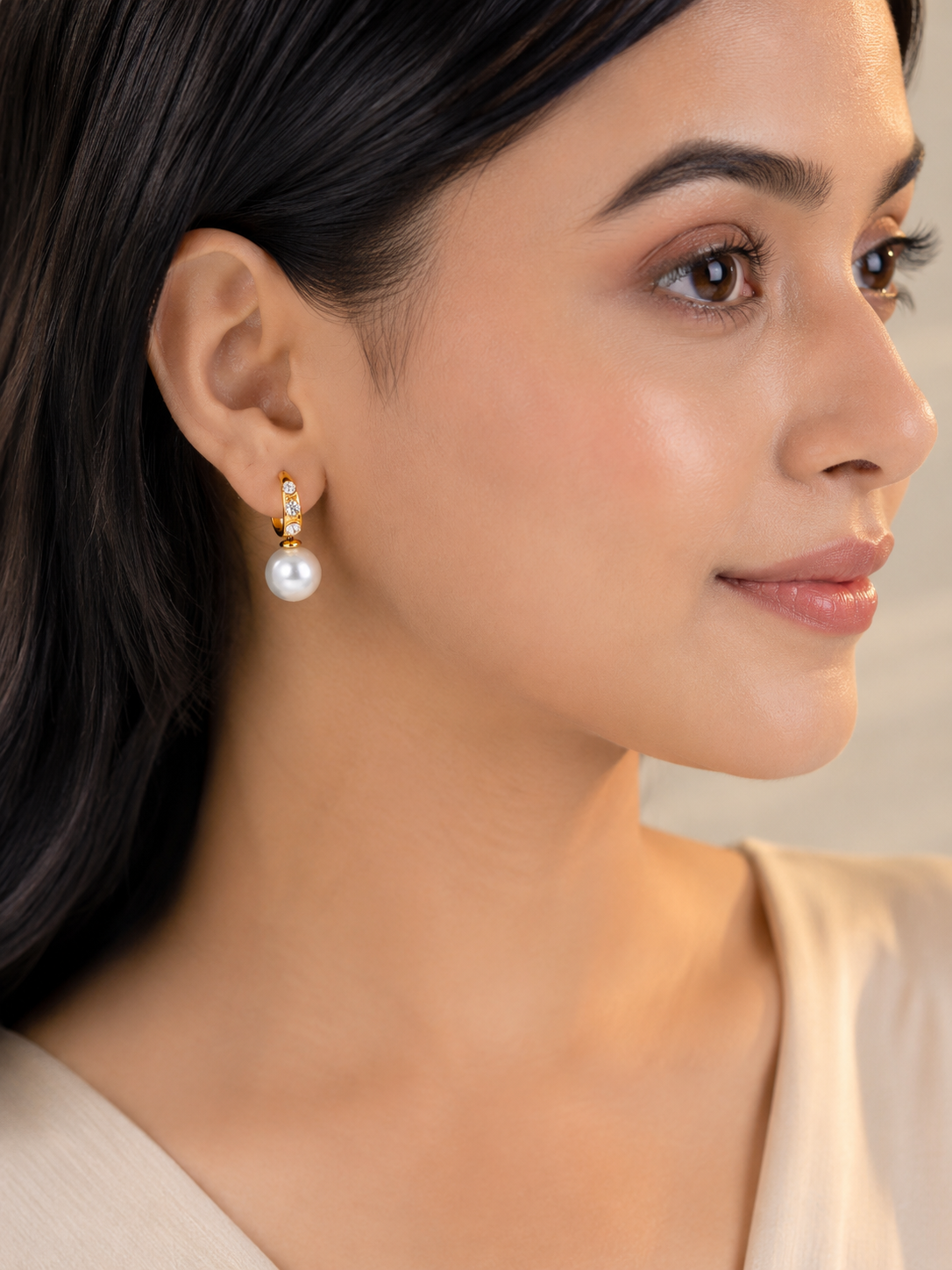 Aveline Pearl Hoops