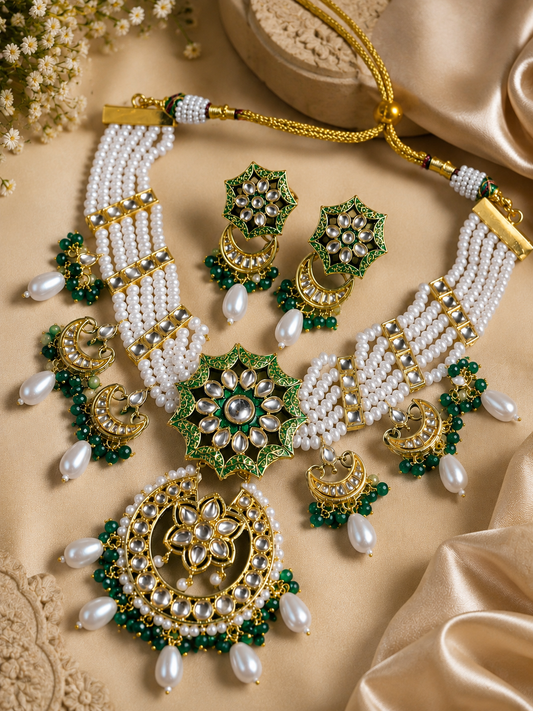Regal Green Kundan Choker Set
