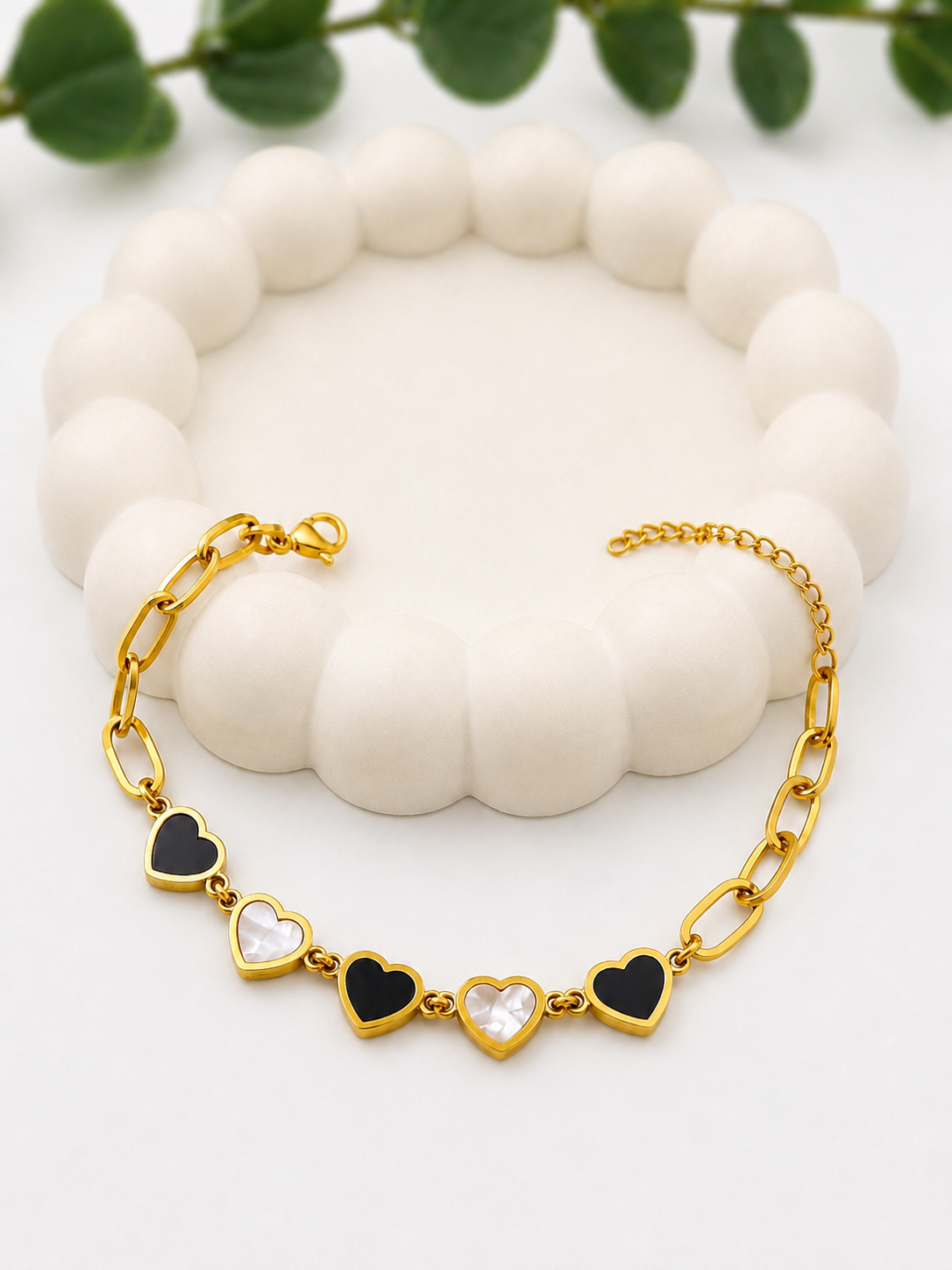 Black & White Hearts Bracelet