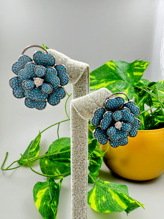 Blue Flora Shine Studs