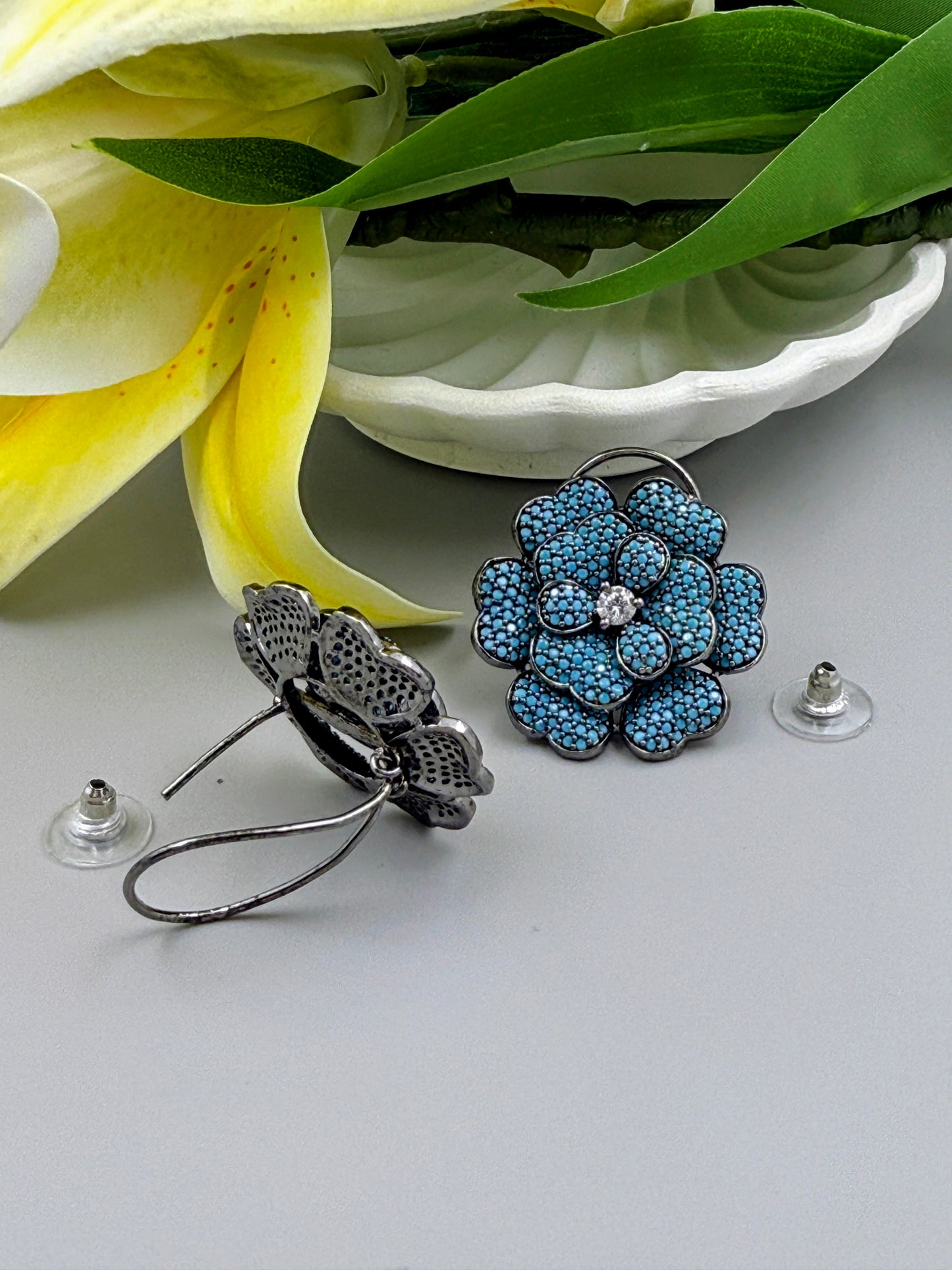 Blue Flora Shine Studs