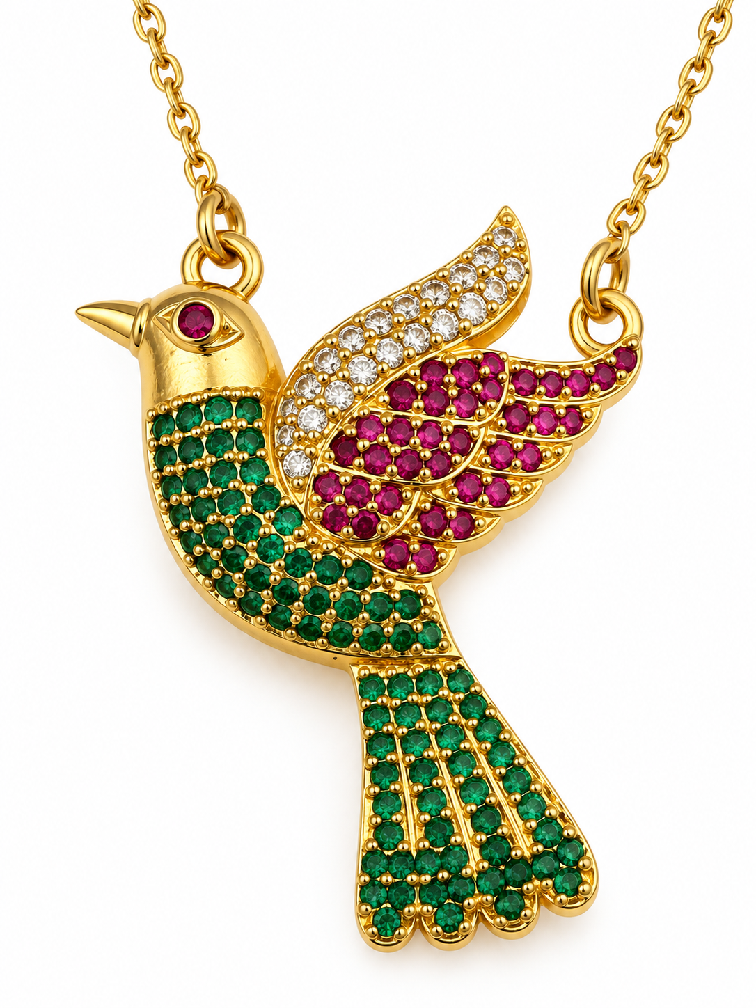 Chahak - Bird Motif CZ Necklace Set