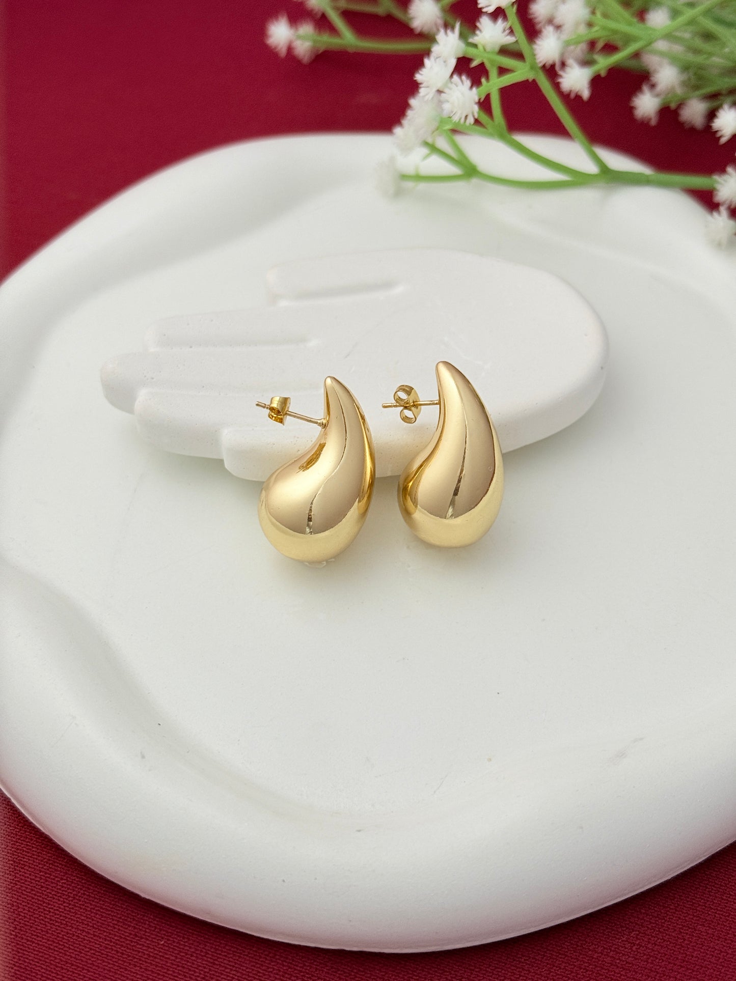 Golden Halo Tear Drop Studs