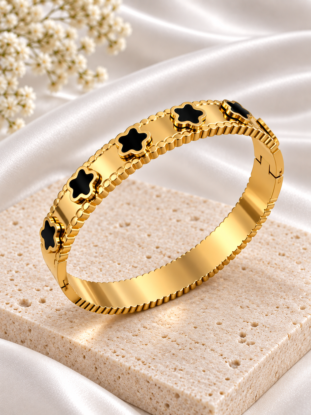 Ebony Blossom Bangle Bracelet