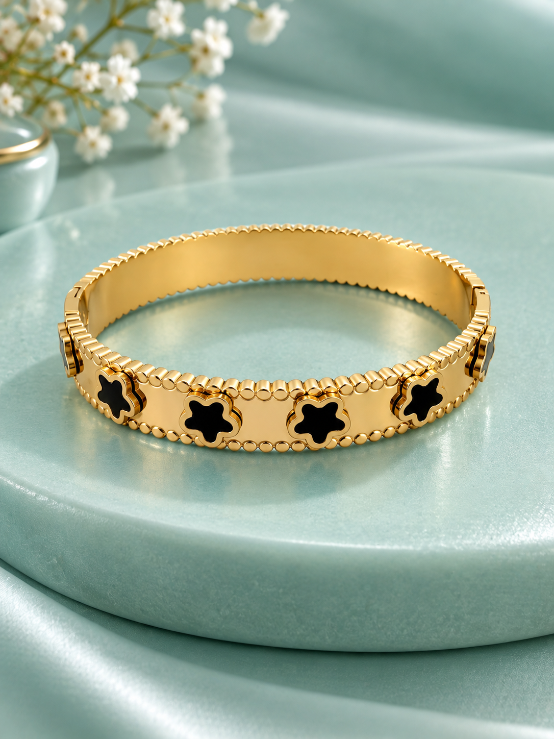 Ebony Blossom Bangle Bracelet