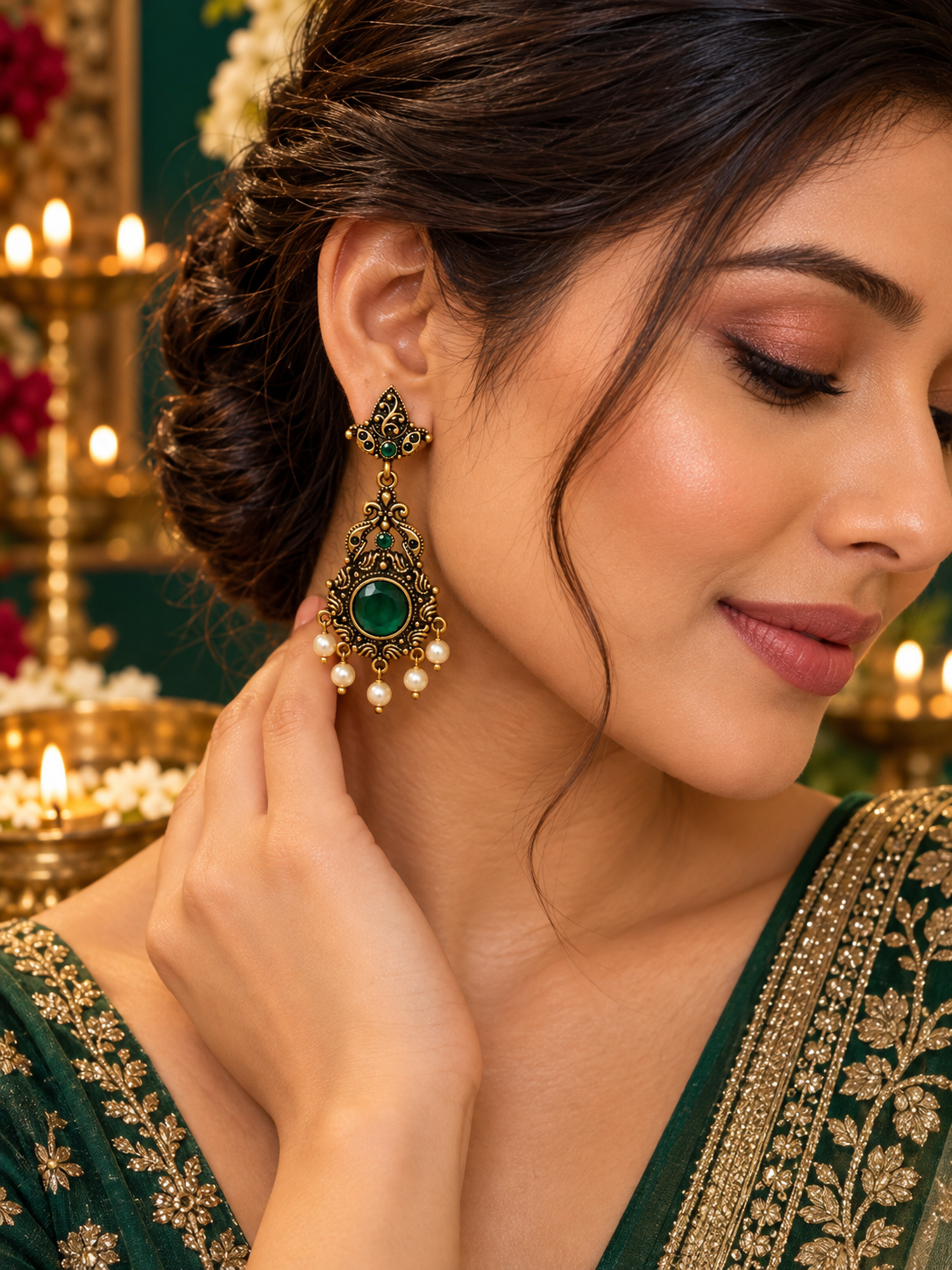 Emerald Meher Danglers