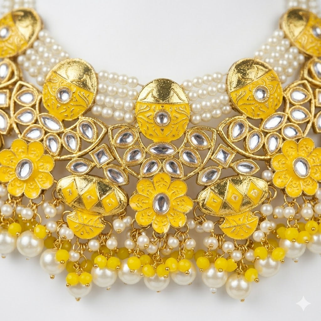 Sunshine Yellow Kundan Set