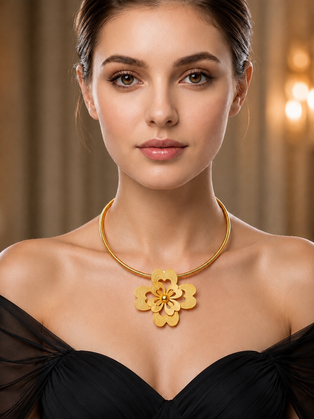 Gilded Bloom Collar Necklace