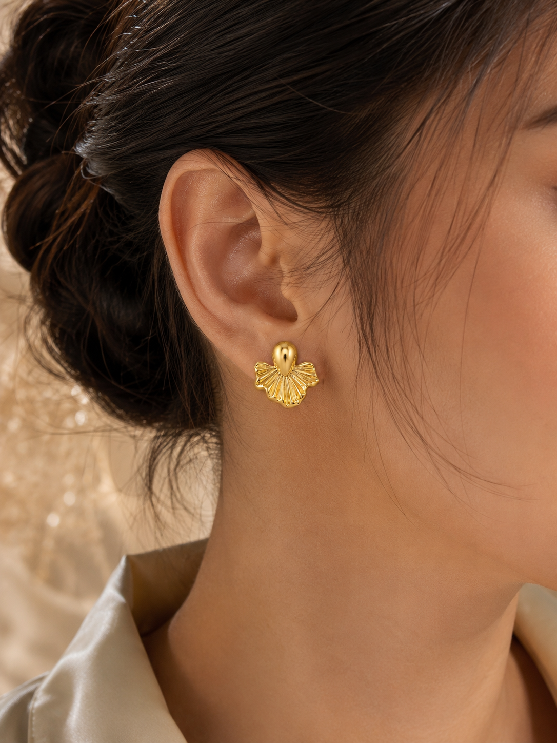 Gilded Fan Studs