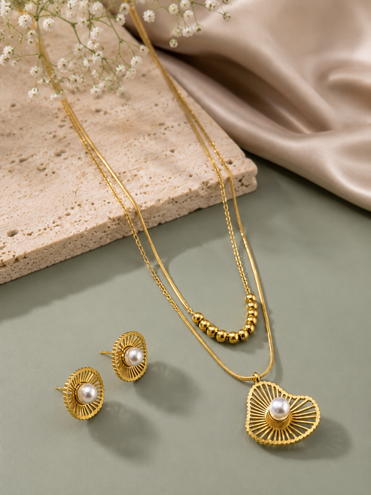 Golden Reverie Layered Necklace Set