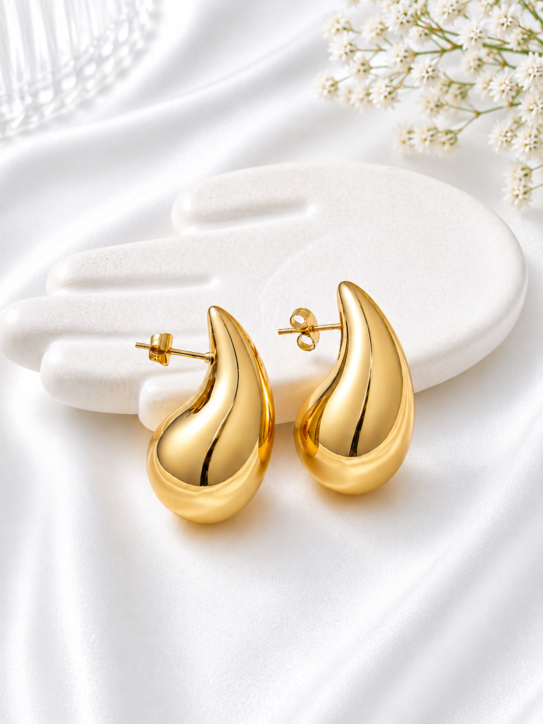 Golden Halo Tear Drop Studs
