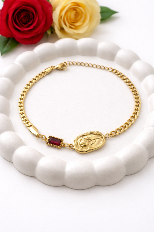 Golden Rose and Ruby Bracelet