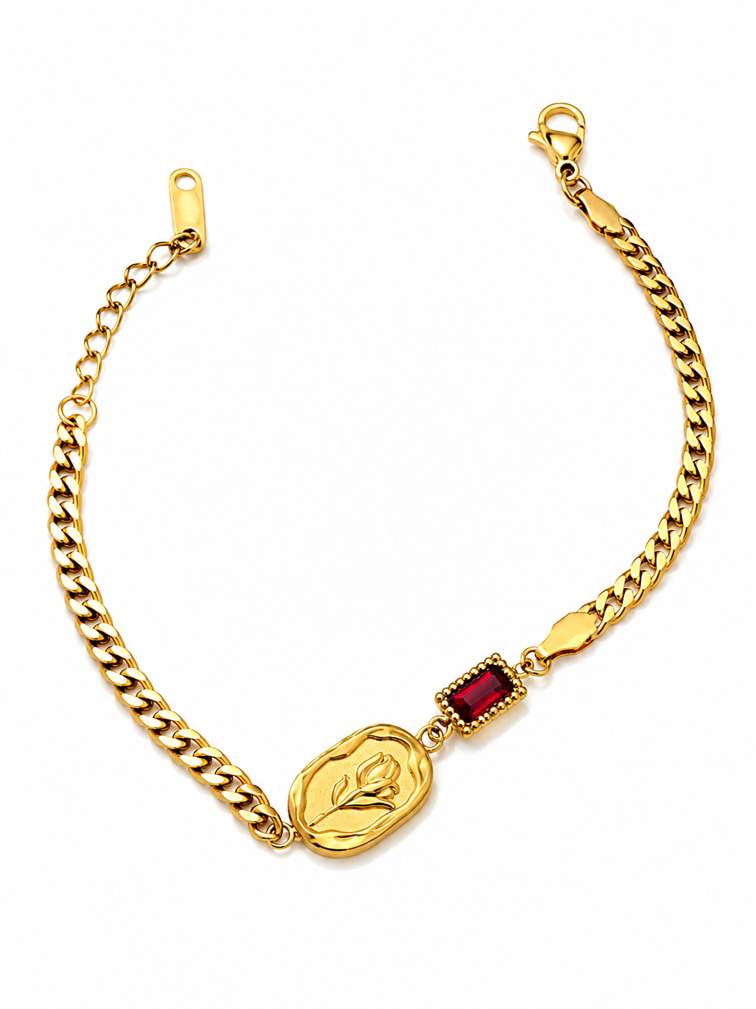 Golden Rose and Ruby Bracelet