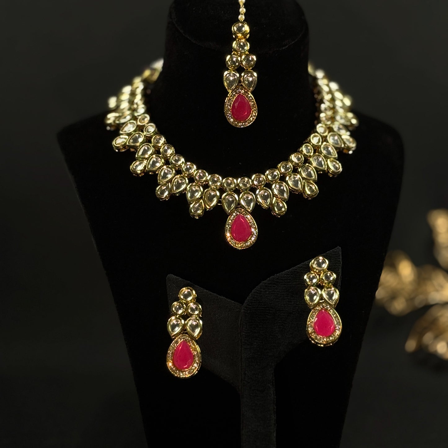 Hot Pink Kundan Choker Set