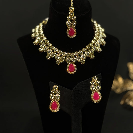 Hot Pink Kundan Choker Set