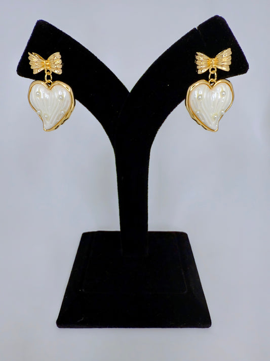 Ivory Leaf Bow Earrings