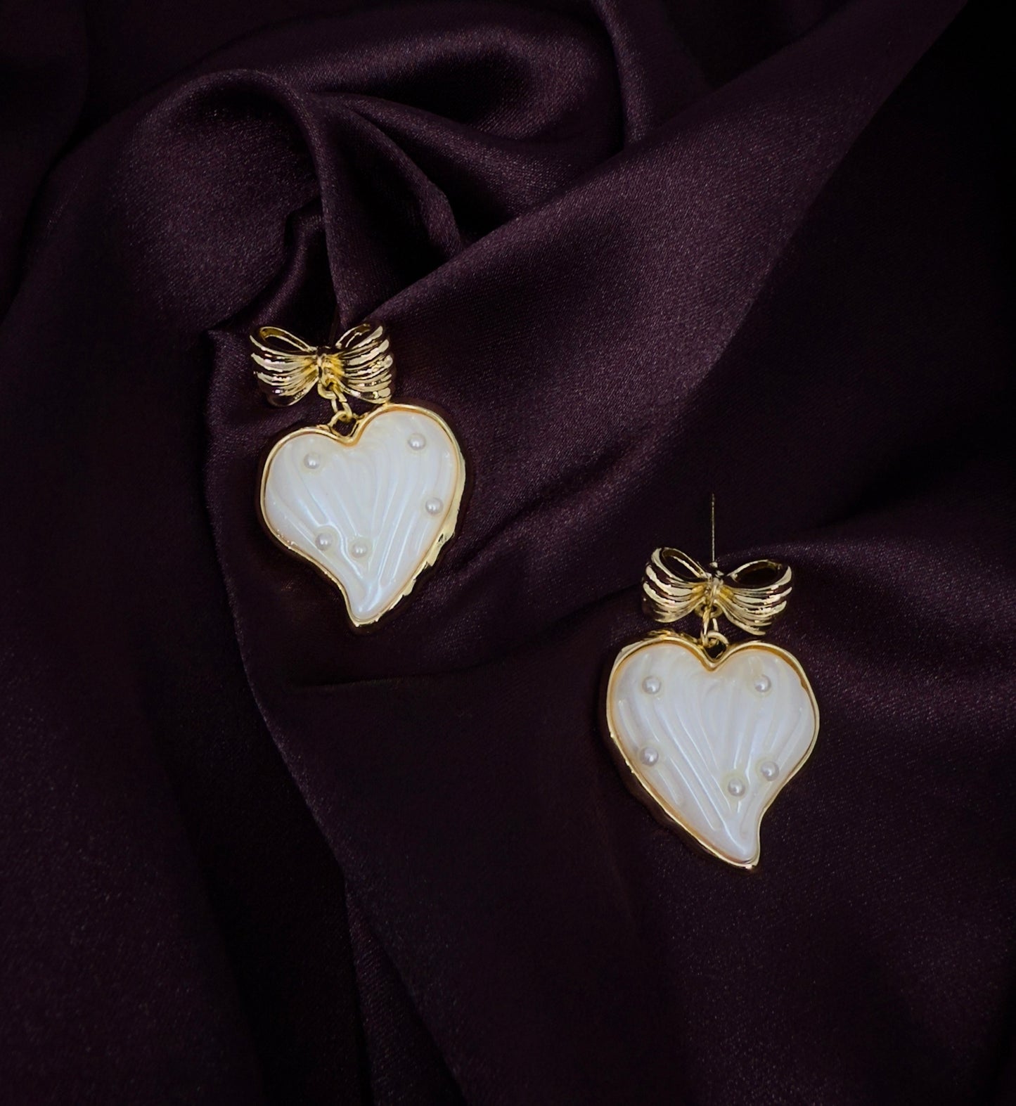 Ivory Leaf Bow Earrings