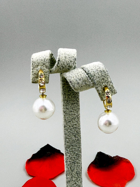 Pearl Crystal Hoops