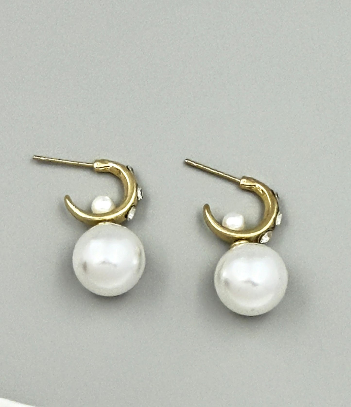 Pearl Crystal Hoops