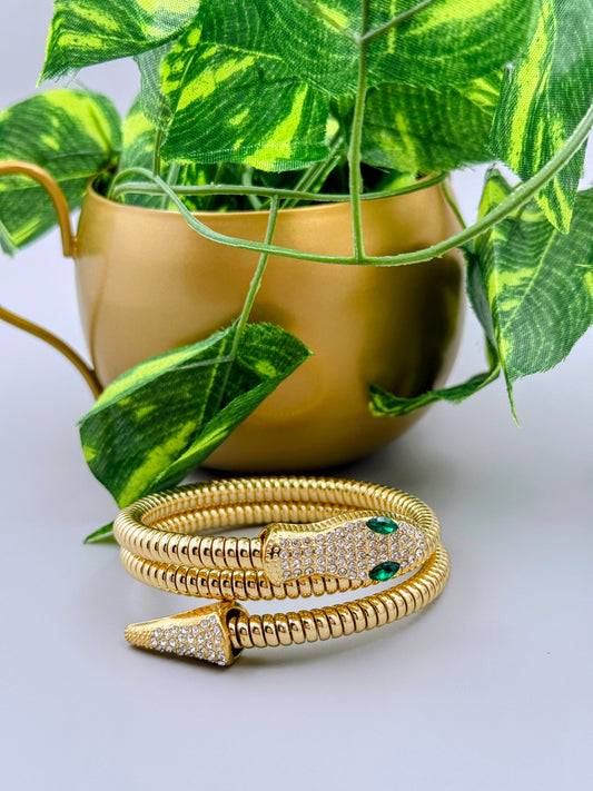 Green eyed Serpentine Wrap Bracelet