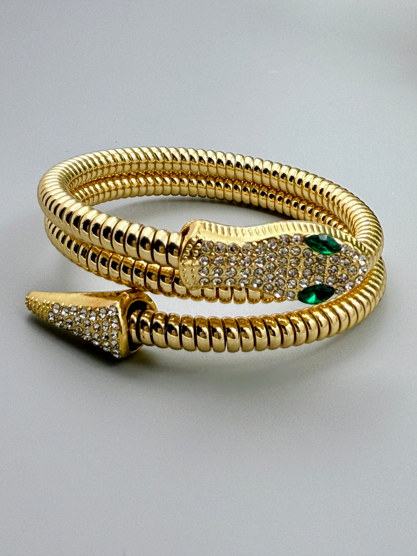 Green eyed Serpentine Wrap Bracelet