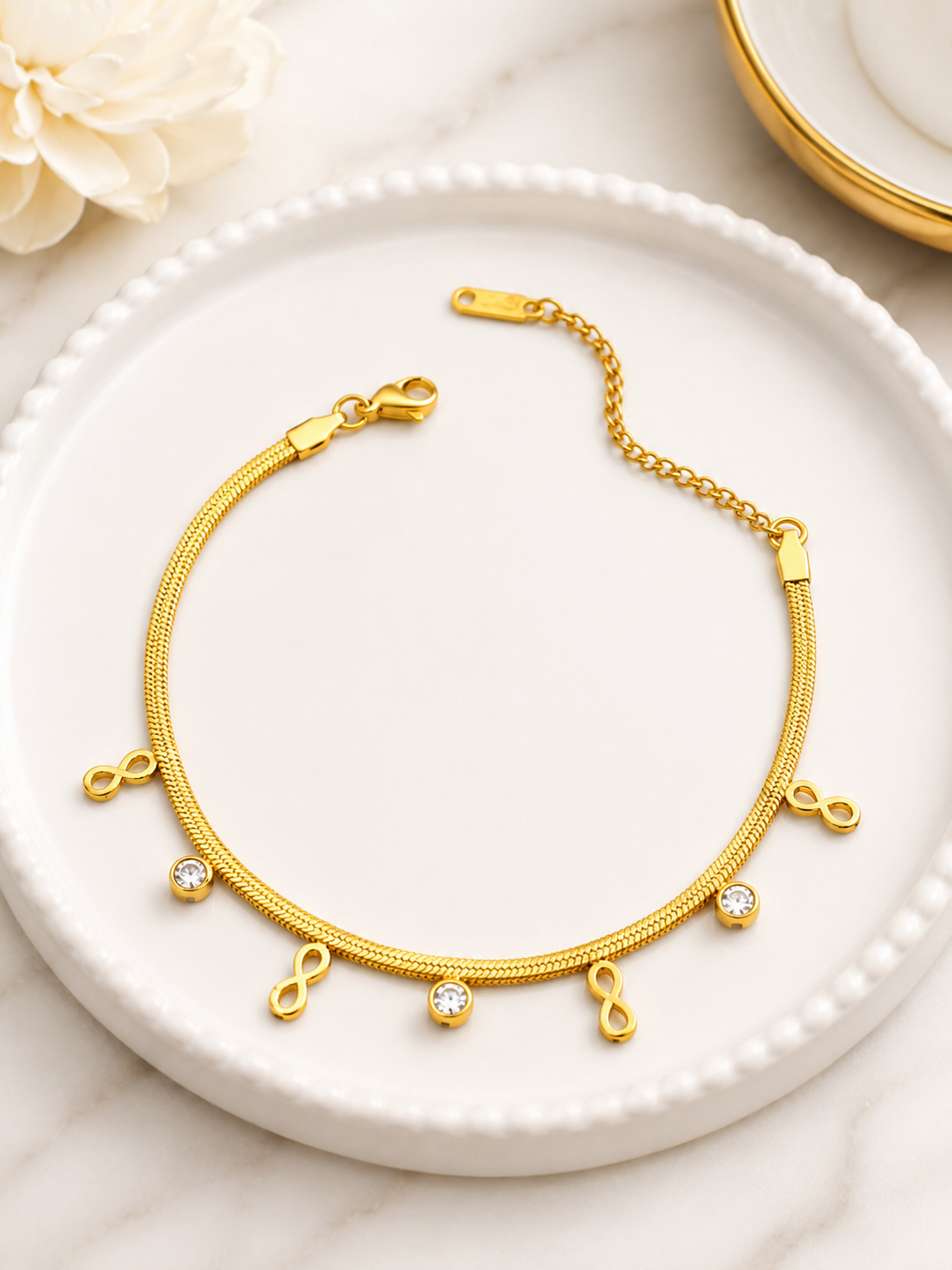 Infinity Herringbone Chain Bracelet