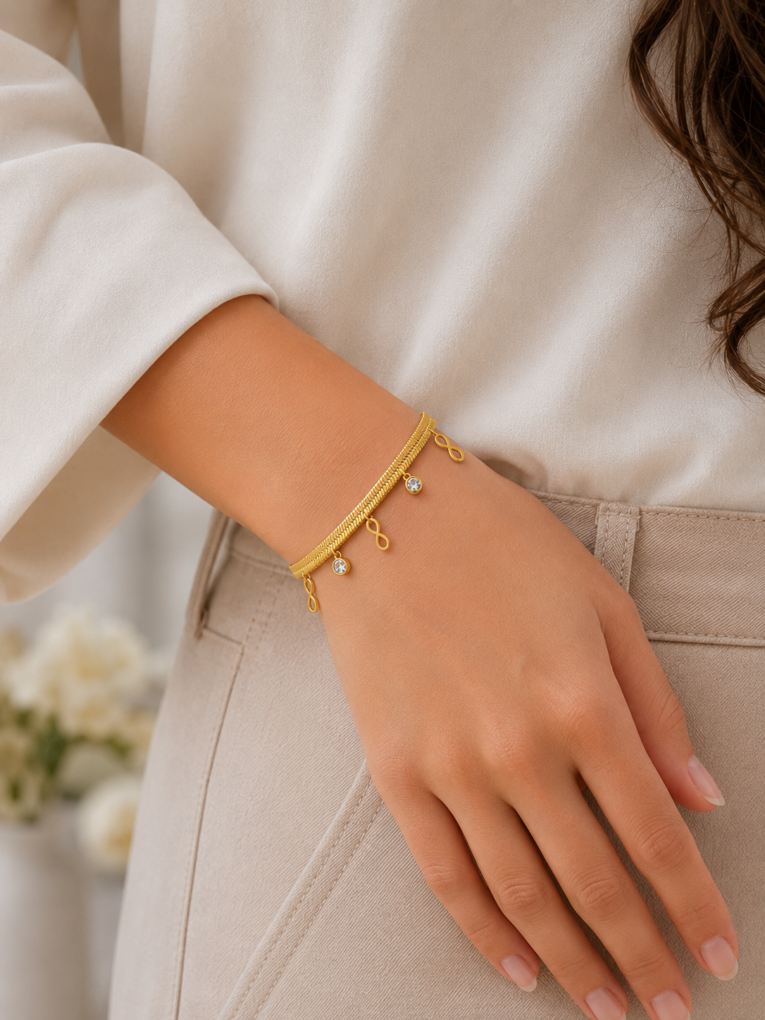 Infinity Herringbone Chain Bracelet