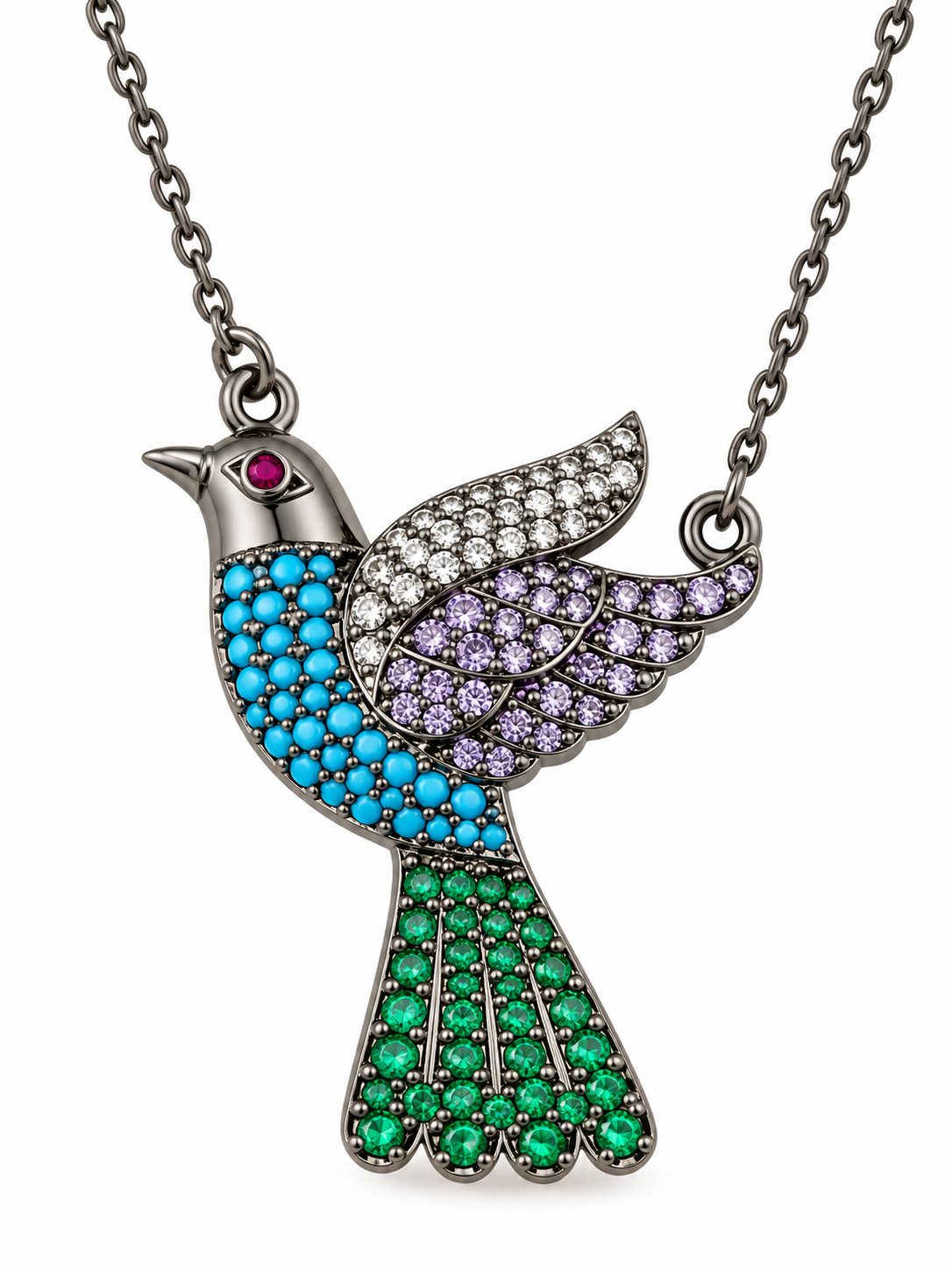Kalravi - Bird Motif CZ Necklace Set