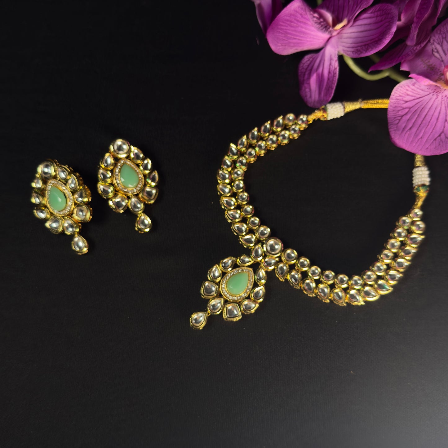 Mint Bloom Kundan Set