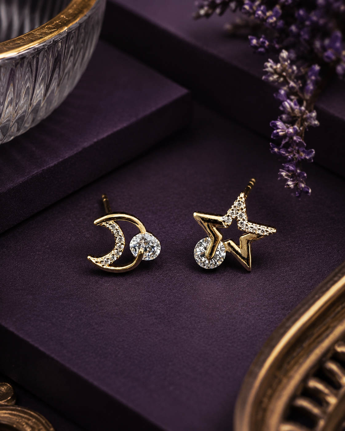 Moon and Star Studs