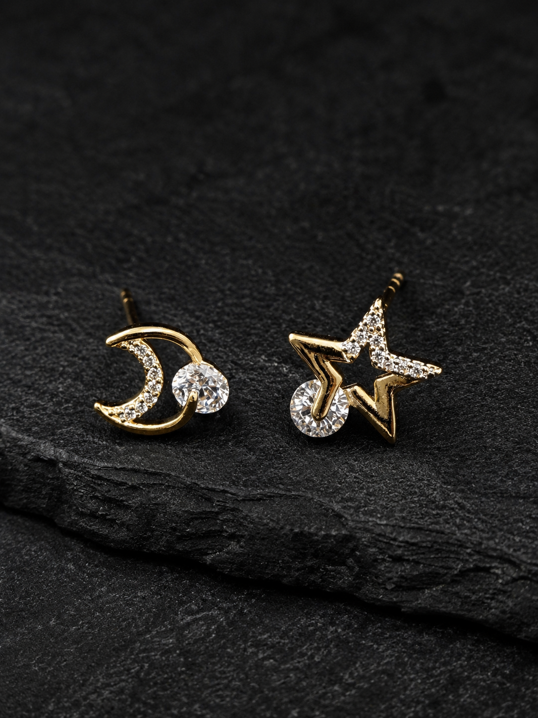 Moon and Star Studs