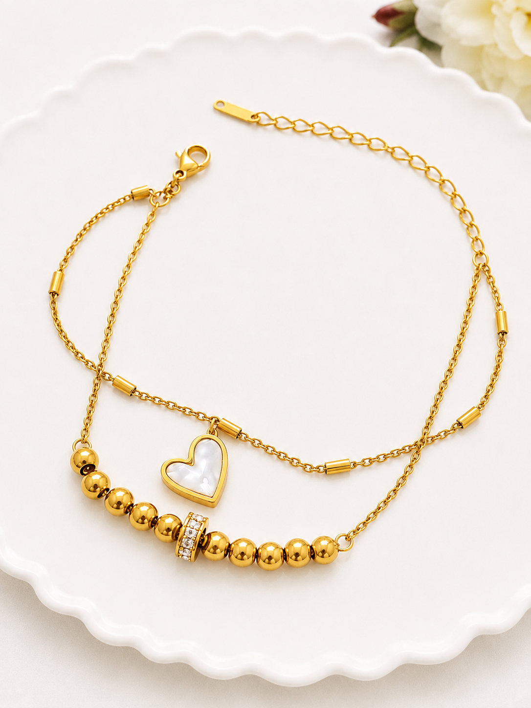Mother of Pearl Heart Bracelet