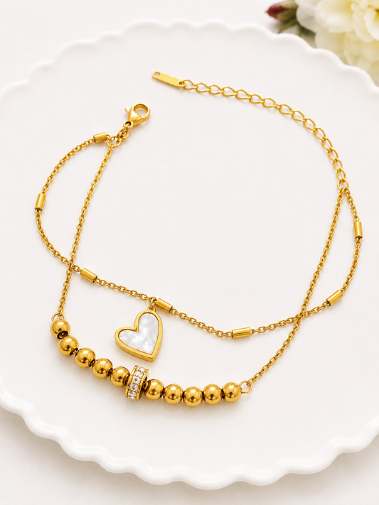 Mother of Pearl Heart Bracelet