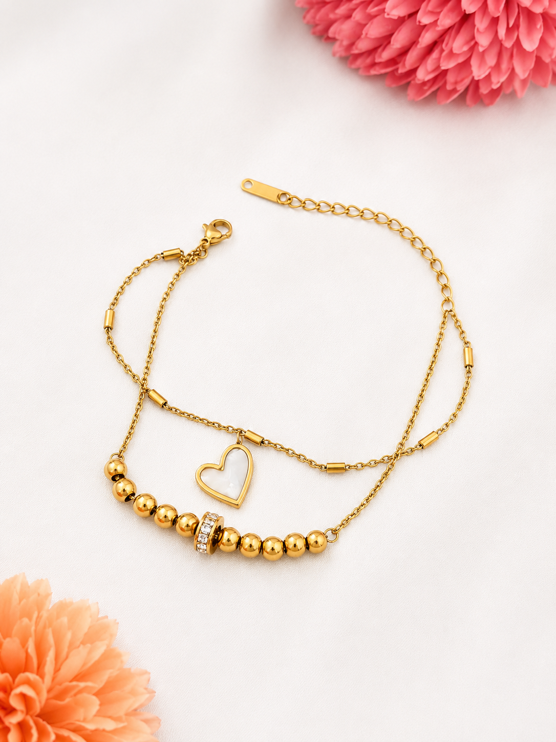 Mother of Pearl Heart Bracelet