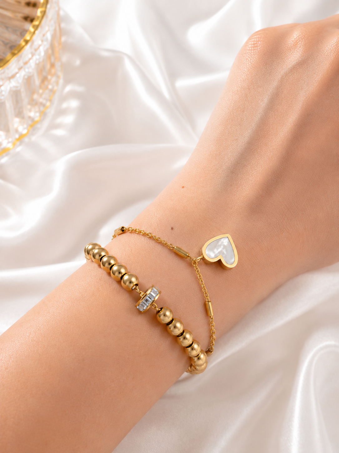 Mother of Pearl Heart Bracelet