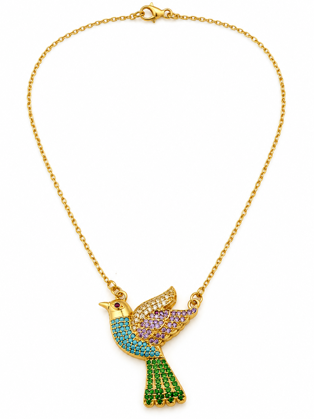 Pakhi - Bird Motif CZ Necklace Set