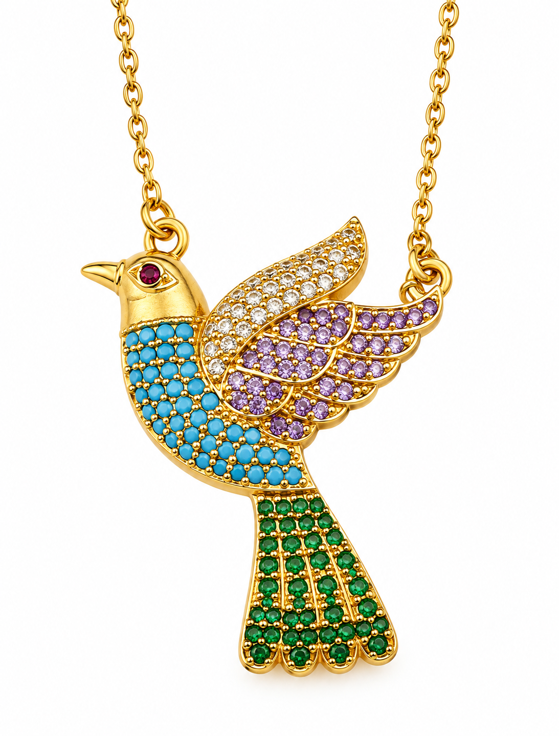 Pakhi - Bird Motif CZ Necklace Set