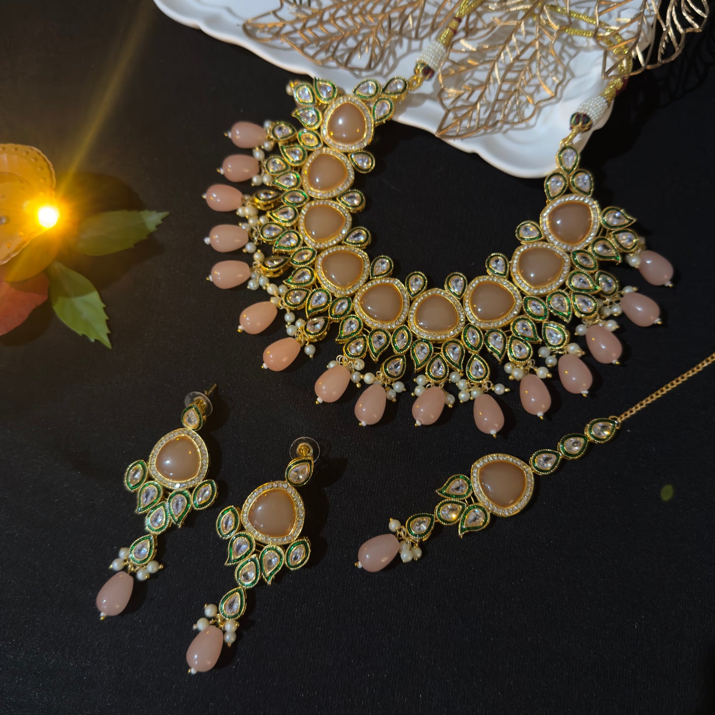 Peach Love Kundan Choker Set