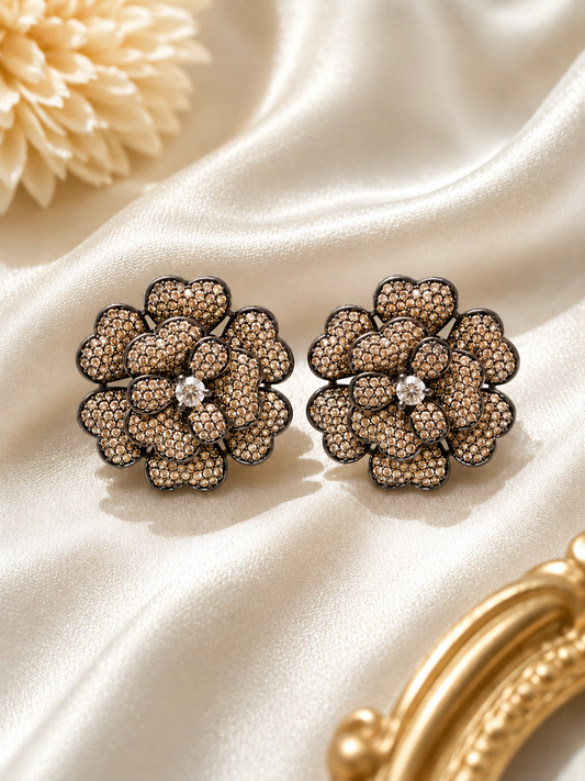 Pyrite Flora Shine Studs