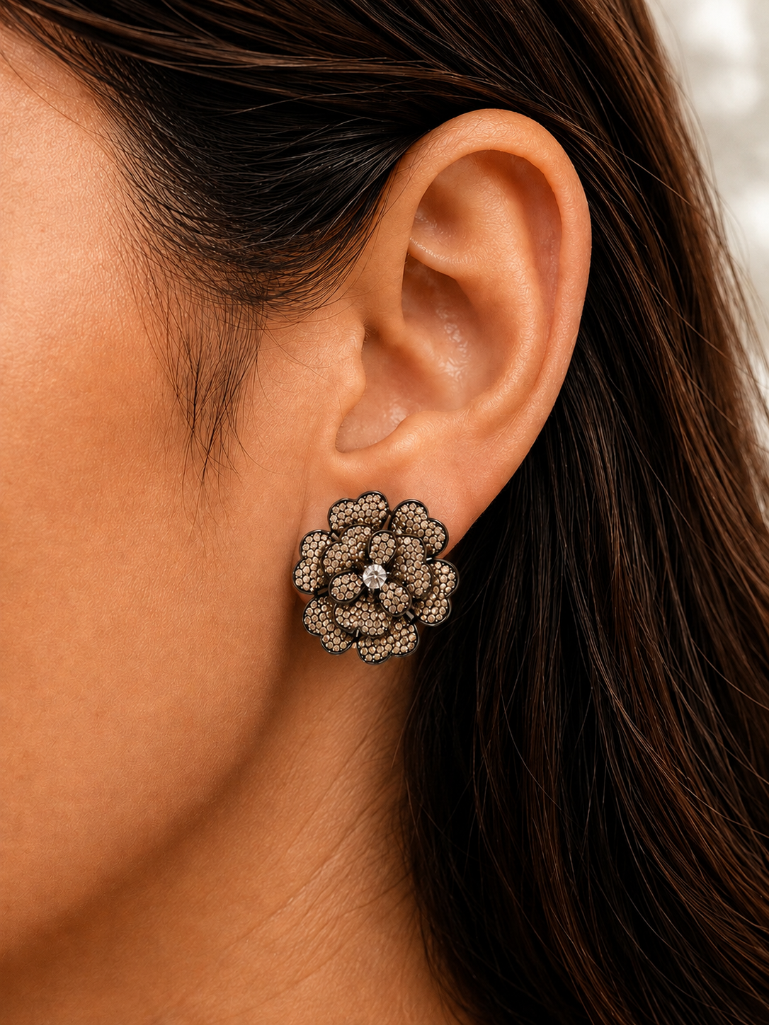 Pyrite Flora Shine Studs