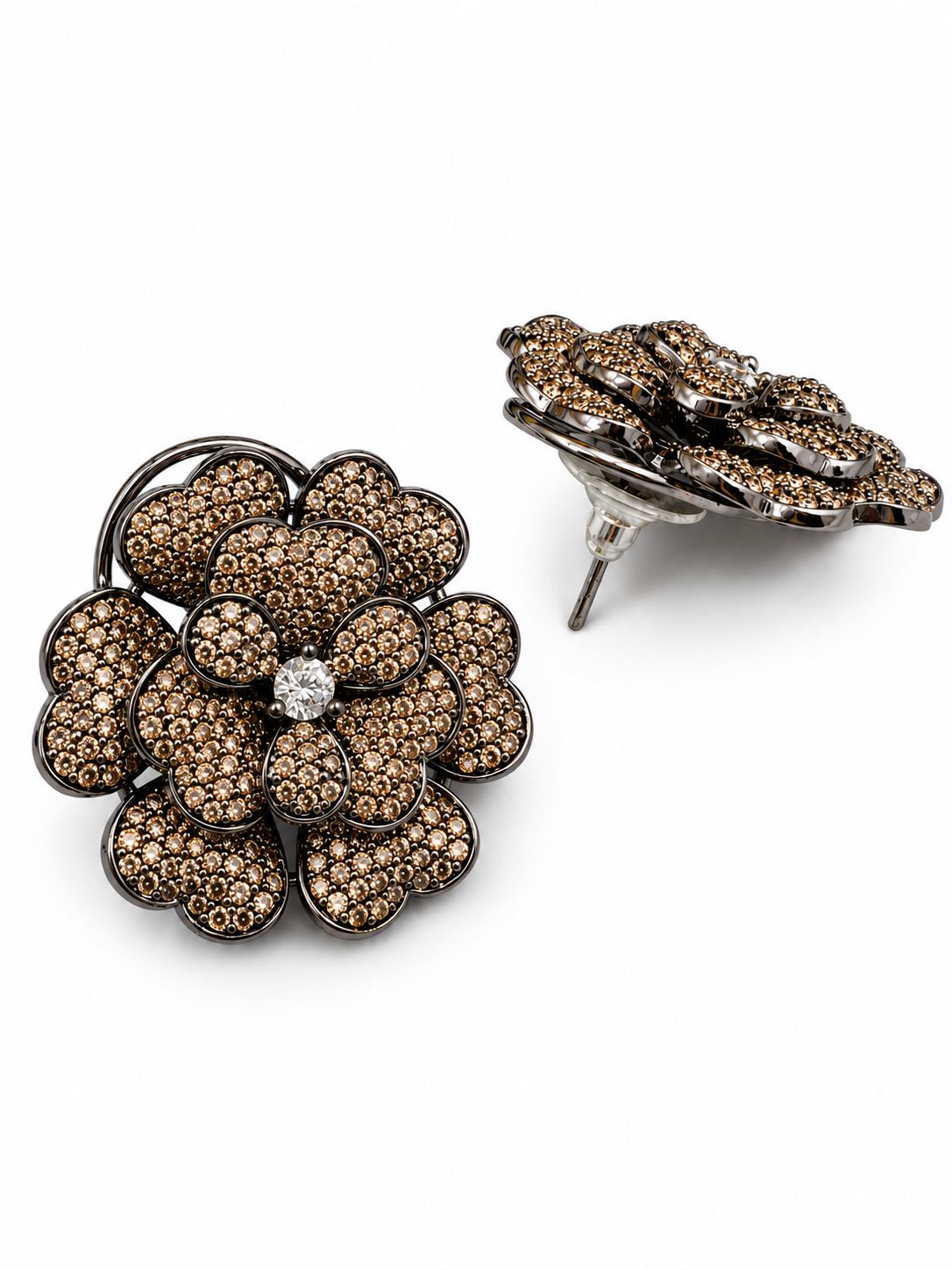 Pyrite Flora Shine Studs