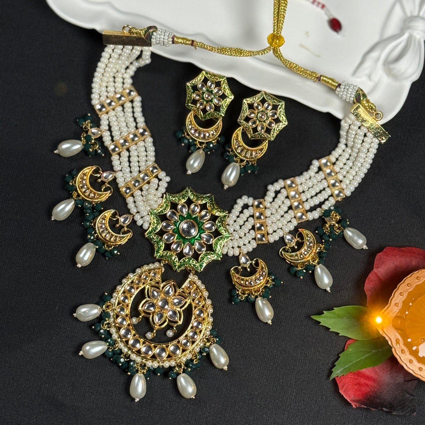 Regal Green Kundan Choker Set