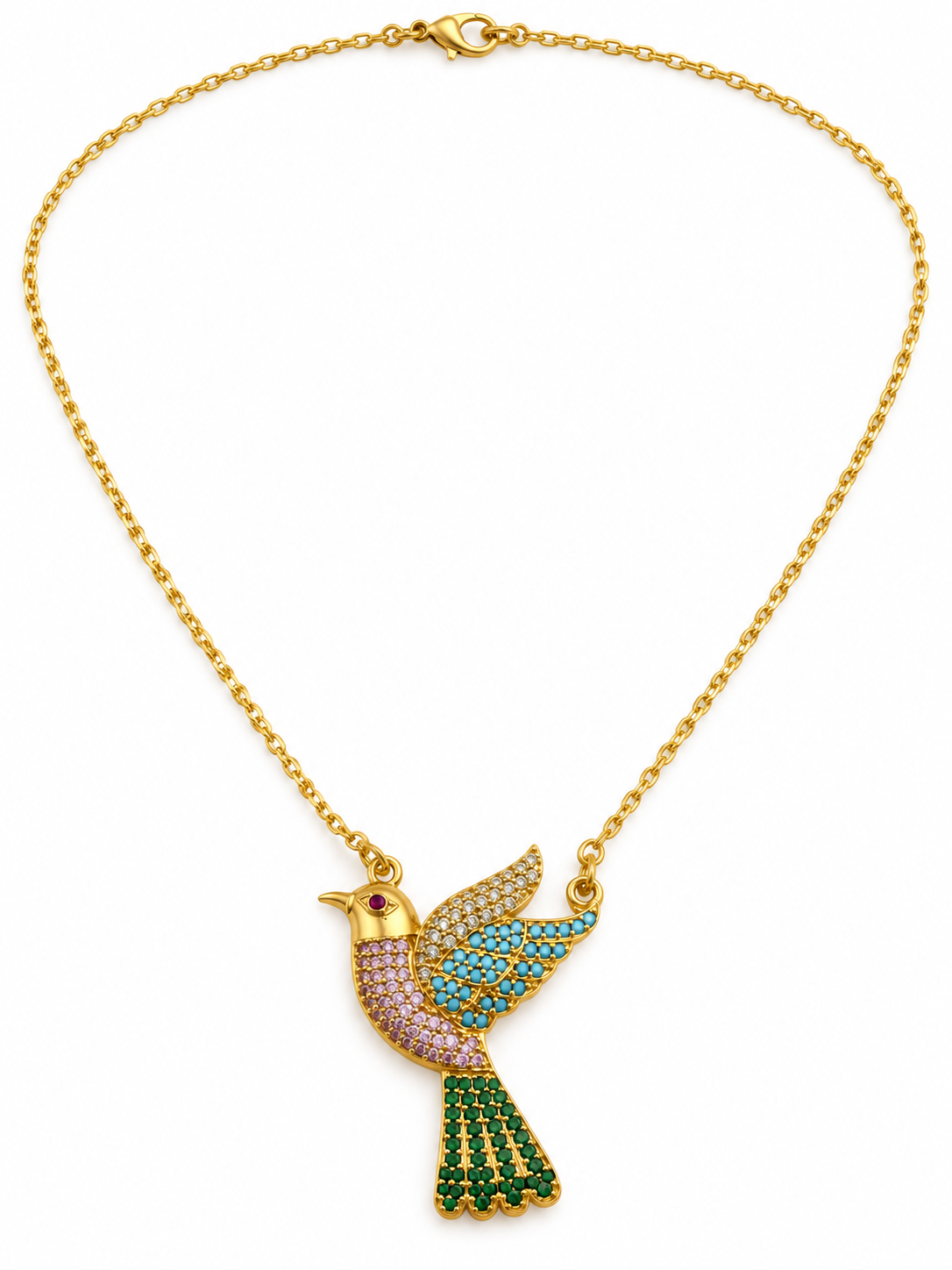 Saarika - Bird Motif CZ Necklace Set